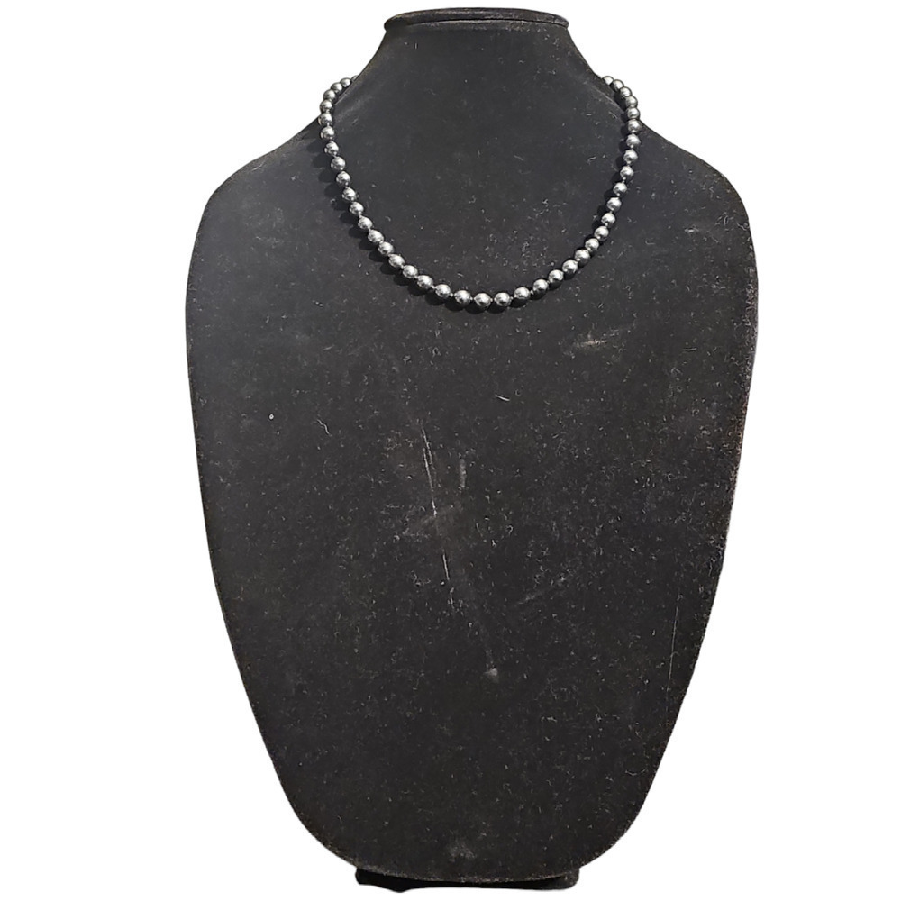 Vintage Silver Gray Bead Necklace